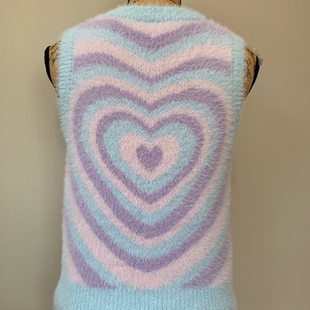 SWEET SOCIETY Hot Topic ladies, pastel hearts, sweater, vest size Small VVGUC+++ - Picture 2 of 11